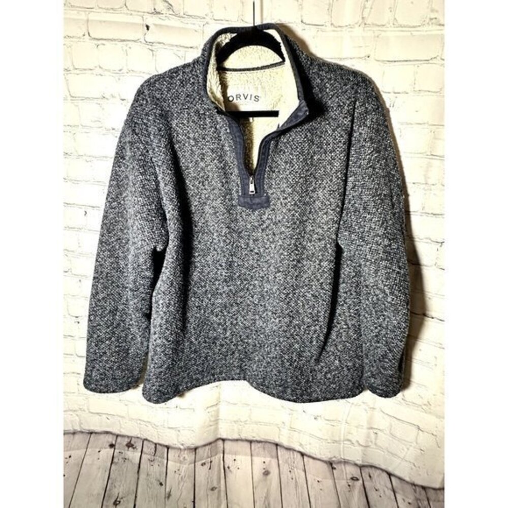 Orvis Gray Men's Quarter-Zip Sweater